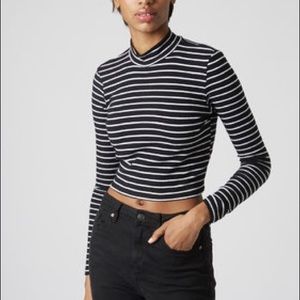 TOPSHOP - STRIPE RIB FUNNEL TOP